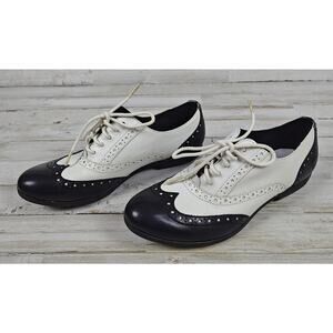 BORN Ashleigh Shoes Women's 8.5 Black White Leather Spectator Oxford Rockabilly